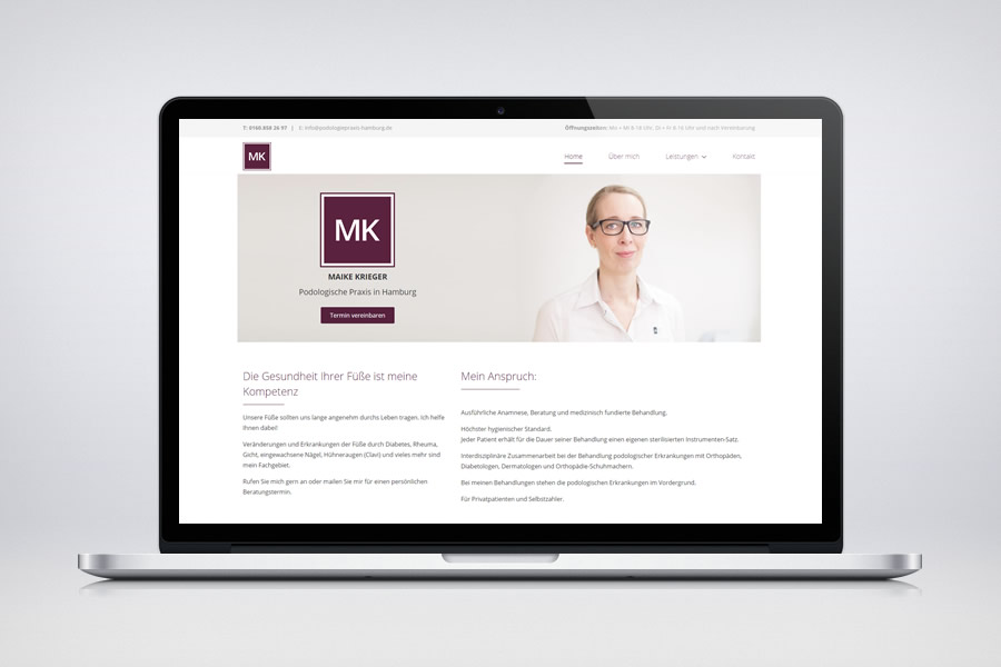 Website - Contao Referenz - Maike Krieger - Podologie-Praxis in Hamburg